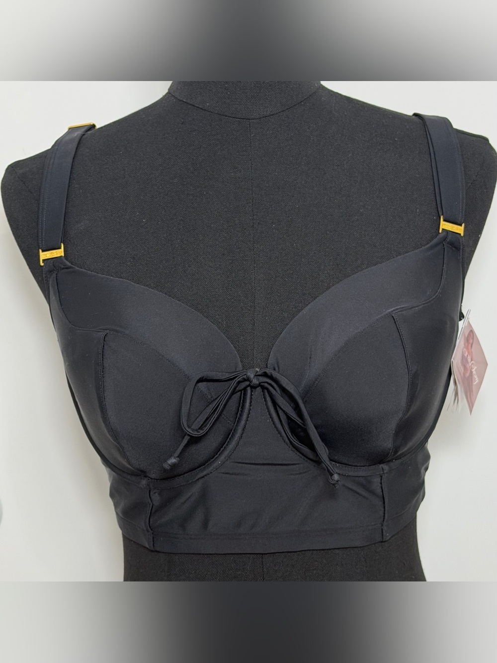 Smart & Sexy Swim Black Longline Underwire Bikini Top 34DD NWT